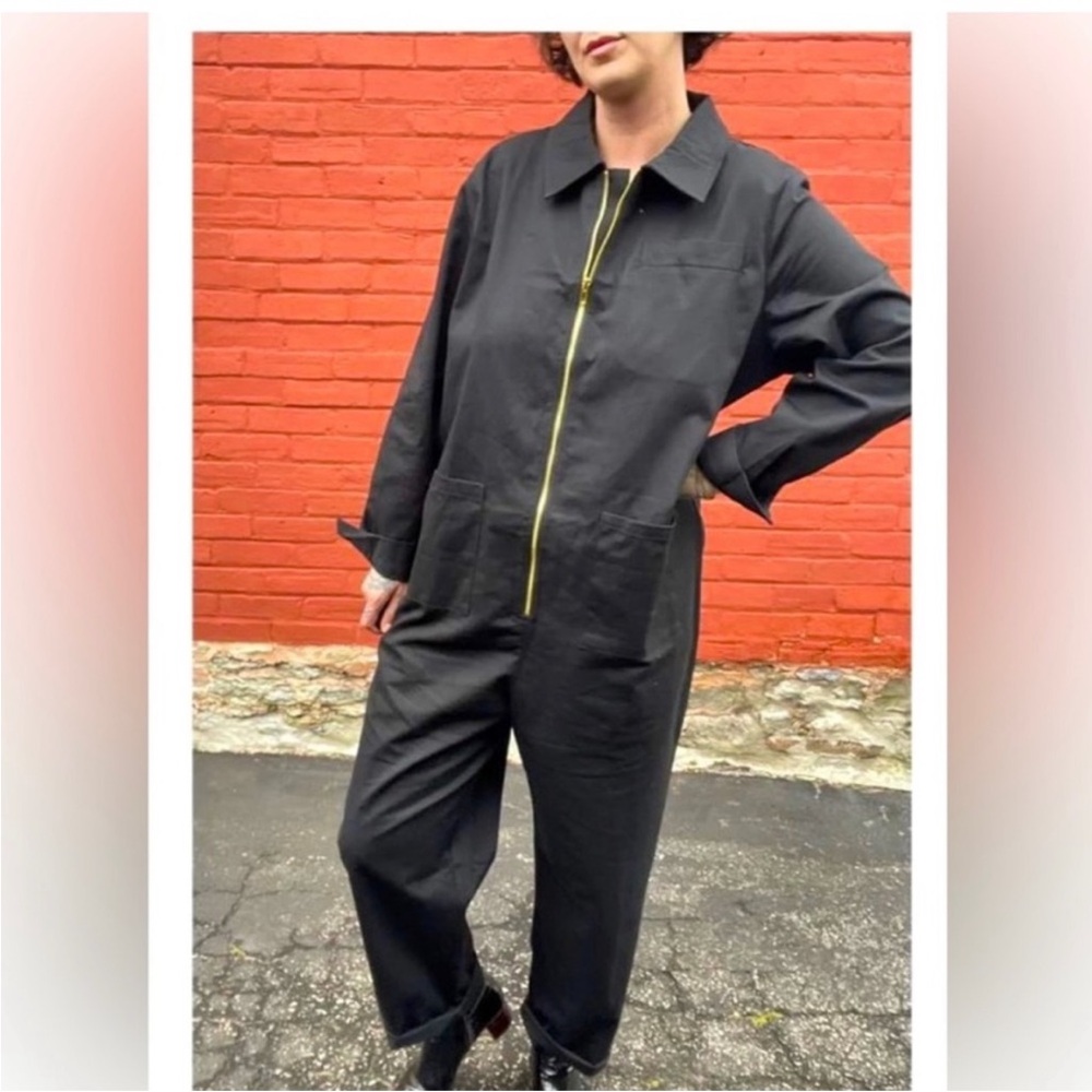 Red Sky Oversized Black Jumpsuit with Gold Zipper